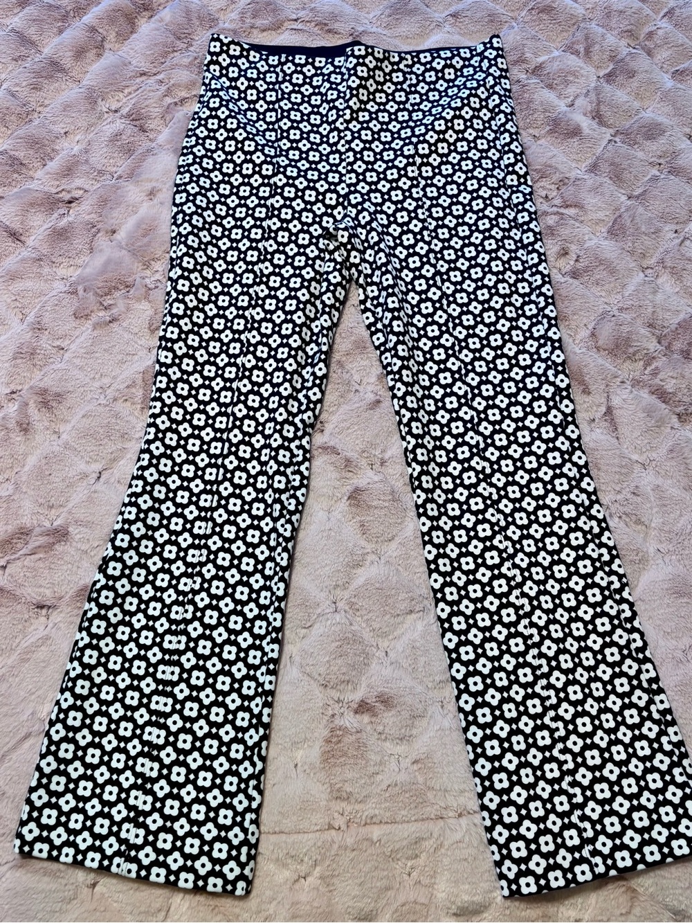 Anthropologie Black & White Floral Bootcut Pants